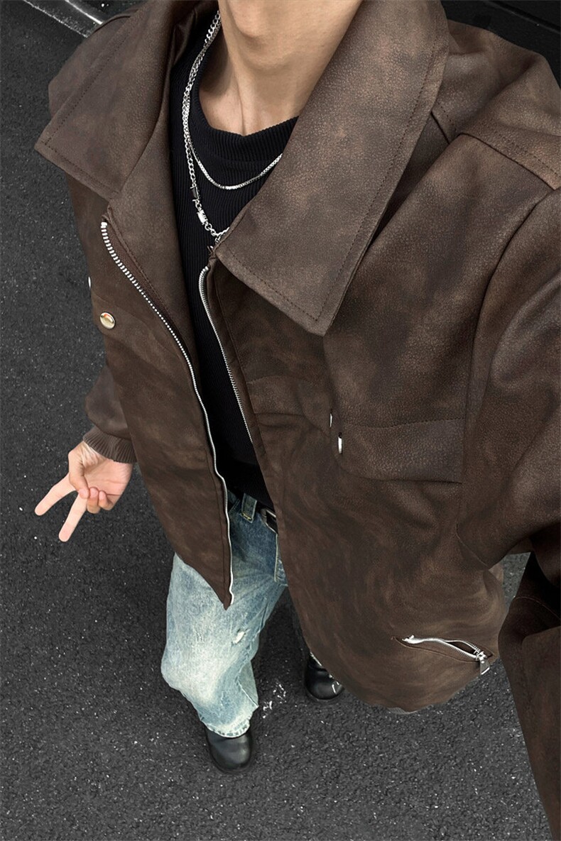 ！2025春季新款男士皮夹克潮牌春装外套JK777特P75,男装夹克,电商B220