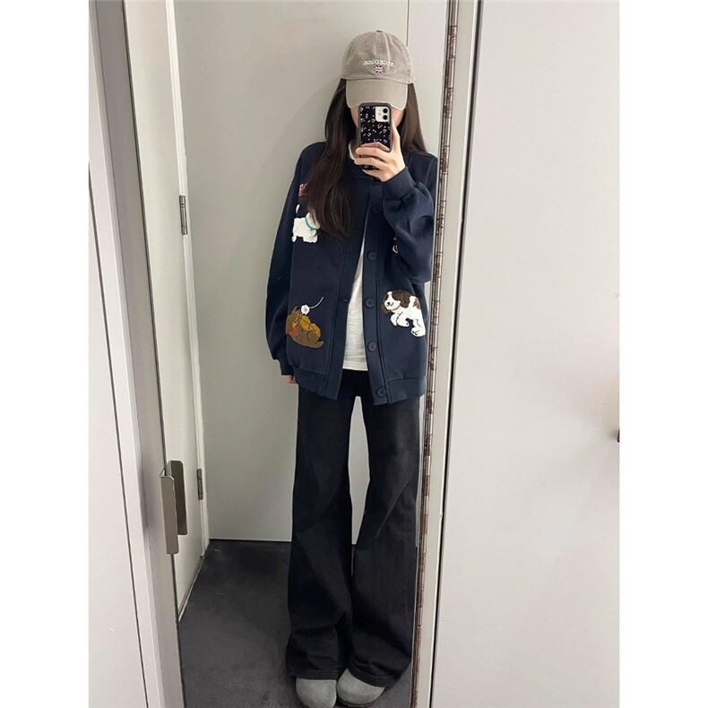 现货DW038-批50卡通小狗毛巾绣圆领卫衣男女开衫,男装卫衣,星座603-2