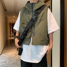 马甲男韩版潮流高街连帽2023春夏季新款ins宽松百搭外套W4739-P35，男装背心/马甲，星座412-2