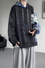 WY10148-特批47控88长袖连帽小众拼接撞色宽松大码卫衣男秋季，男装卫衣，电商A059