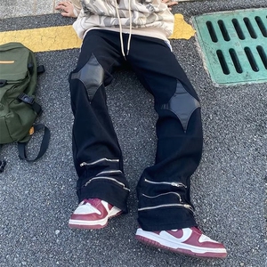 秋季新款高腰直筒牛仔裤男秋冬黑灰色裤子拖地百搭显瘦K2675-P61,女士T恤穿搭小个子图片