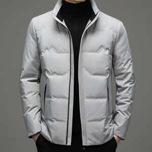 新款冬季鹅绒羽绒服男士休闲立领中青年外套夹克SNNYR86860-P220图片