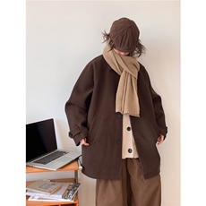 毛呢大衣男女韩版潮流纯色百搭帅气宽松2024春冬ins外套W6325-P72，男装毛呢大衣，星座412-2