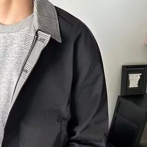 复古格纹拼接假两件棉服外套男女春秋冬季加厚保暖棒球服夹克翻领,男装夹克,星座506A
