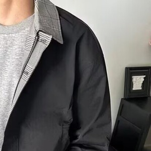 复古格纹拼接假两件棉服外套男女春秋冬季加厚保暖棒球服夹克翻领图片