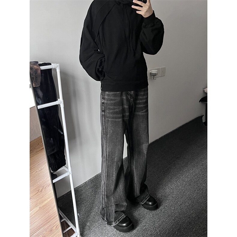 B221美式ins高街暗黑重工艺宽松微喇牛仔裤LK23128-P60控78,男装牛仔裤,电商B221