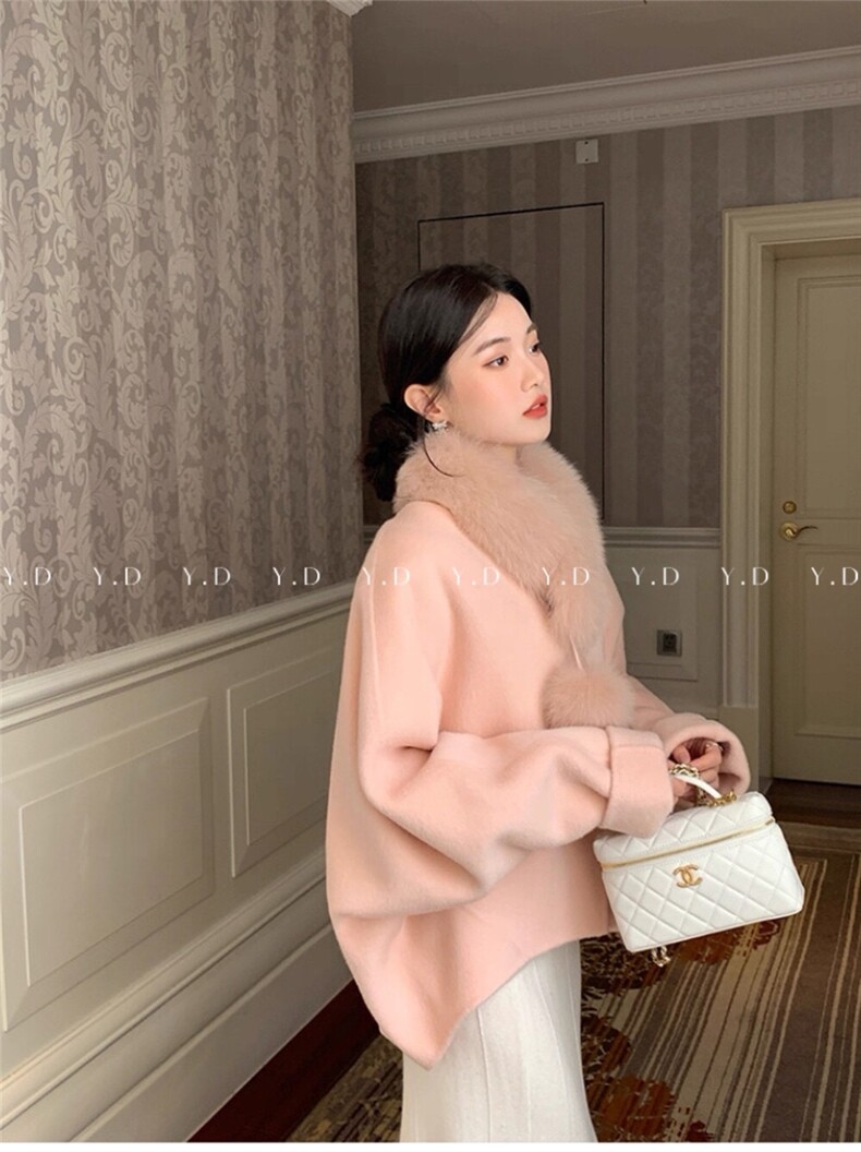 小斗篷双面羊绒大衣女2025秋冬小个子毛呢，女装双面呢大衣，依嘟服饰