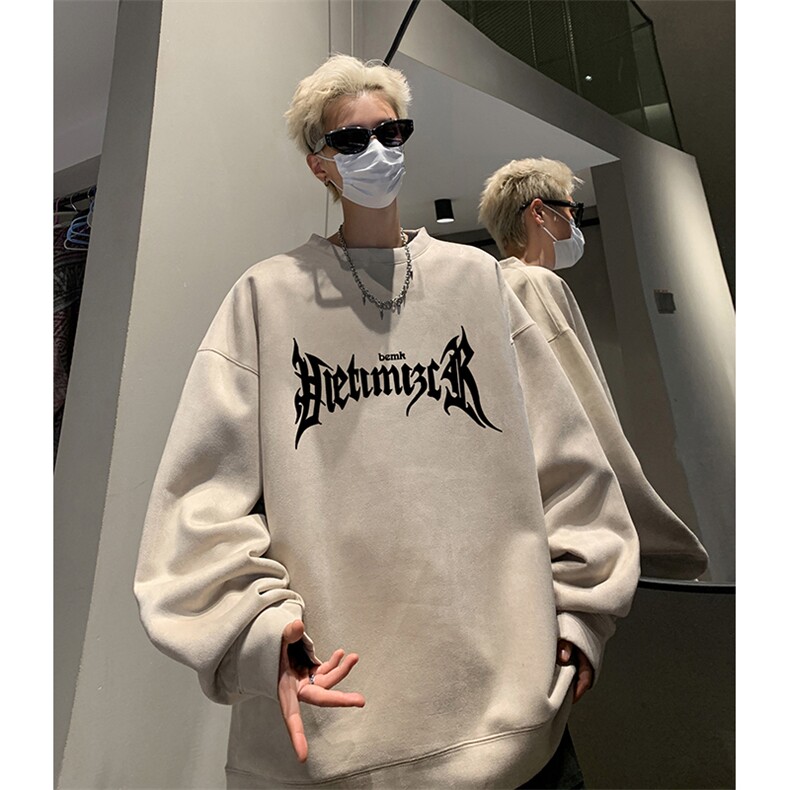 抖音得物供货提供视频秋冬重磅美式麂皮绒圆领卫衣JY311,男装卫衣,电商A486