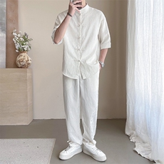 轻熟风~夏季新中式盘扣提花设计休闲套装TZ003/P95，男装休闲套装，电商B331