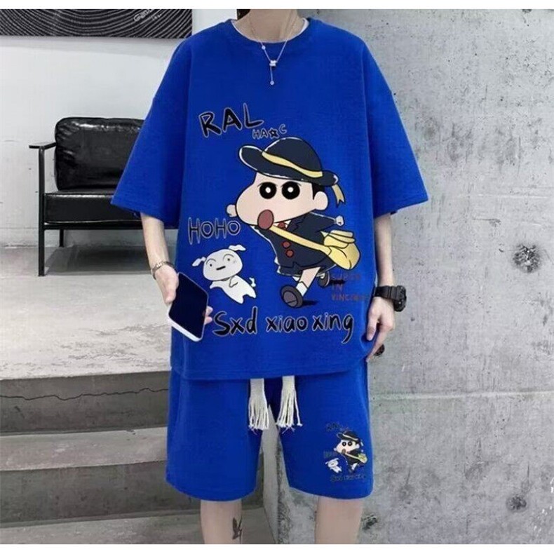 青少年套装男士夏季薄款运动T恤休闲华夫格短裤短袖ins潮牌两件套,男装牛仔裤,星座1005-4