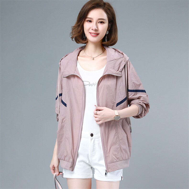 防晒衣女夏季韩版休闲白色减龄夹克防晒衣蝙蝠衫棒球服薄外套女,女装防晒衣,曼沙奕珂
