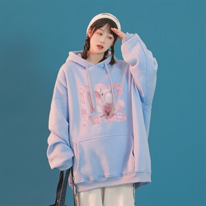 中性22秋季 个性设计感趣味图案字母印花套头连帽卫衣W246P30控48图片