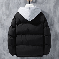 棉服冬季2024新款假两件套棉衣男士外套宽松百搭连帽棉服MY090-60，男装棉衣，星座1402-1