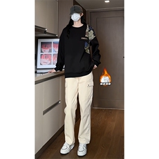 2023HW23592加绒女模内景大码摇粒绒圆领卫衣M-5XHW23792-P50，男装卫衣，电商A022