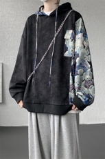 WY10148-特批47控88长袖连帽小众拼接撞色宽松大码卫衣男秋季，男装卫衣，电商A059