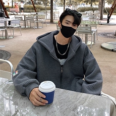380克玉米格华夫格定制面料卫衣男95%聚酯纤维5%氨纶WY77063P75控，男装卫衣，星座227-7