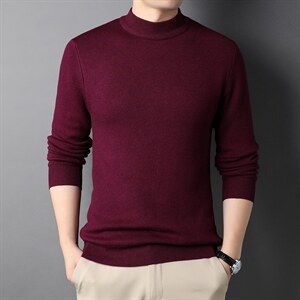 BJY810冬季新款男士半高领加绒加厚毛衣针织打底衫男装保暖P70图片