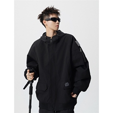 可二开发光贴片连帽工装冲锋衣大码M-5XL夹克男JK78076P85控128，男装夹克，星座227-7