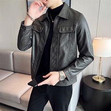 长期做秋冬经典款皮衣外套上衣夹克机车风轻熟英伦6682-P145，男装夹克，星座1012-1