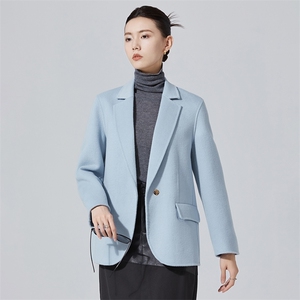 2025秋冬新款短款纯羊毛大衣女气质西装外套双面羊绒大衣毛呢外套图片