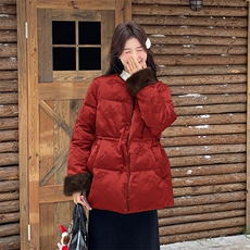 新中式轻国风提花羽绒服女冬季2024新款小个子加厚气质显瘦短外套，女装羽绒服，2C015