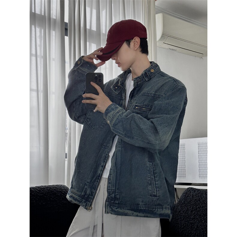 B221美式高街暗黑小众重工艺加厚牛仔外套SY2433-P95控129，男装工装外套，电商B221