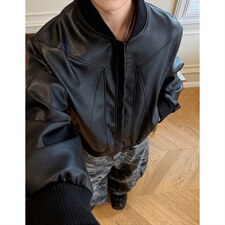 抖音得物高品质美式高街复古老钱风PU皮夹克外套男女短款机车皮衣，男装夹克，电商A486