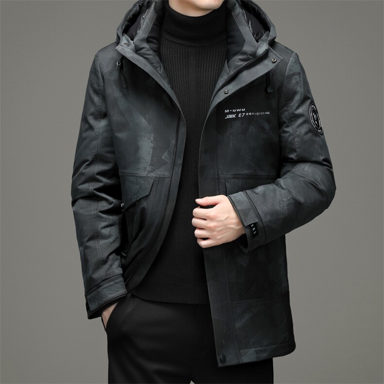 2023冬季新款纯色羽绒服休闲外套中年爸爸装连帽上衣YYYR320-P350，男装羽绒服，电商B212（原钱塘6029）