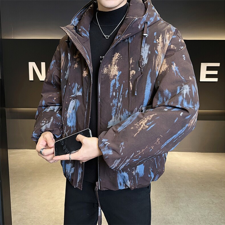 90新标2025冬季新款保暖时尚迷彩连帽鸭绒羽绒服男YR9136-P299,男装羽绒服,电商D342