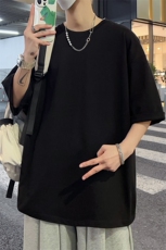 港风75棉冰感短袖T恤宽松百搭纯色光板圆领短袖TC3160-P19，男装T恤，星座717