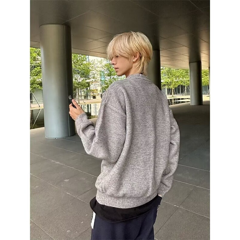 开衫男针织衫毛衣刺绣外套圆领纽扣男潮流宽松上衣513AKS2580P58,男装针织衫/毛衣,星座513A