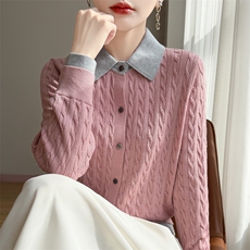 2025年秋季时尚你的通勤简约休闲翻领开衫,女装针织衫/毛衣,凯思米羊绒, 2025年秋季时尚你的通勤简约休闲翻领开衫,女装针织衫/毛衣,凯思米羊绒,