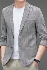 D-X3男士2023秋新款长袖棉麻西服休闲外套薄款单西修身小西装P188，男装西服，电商B360
