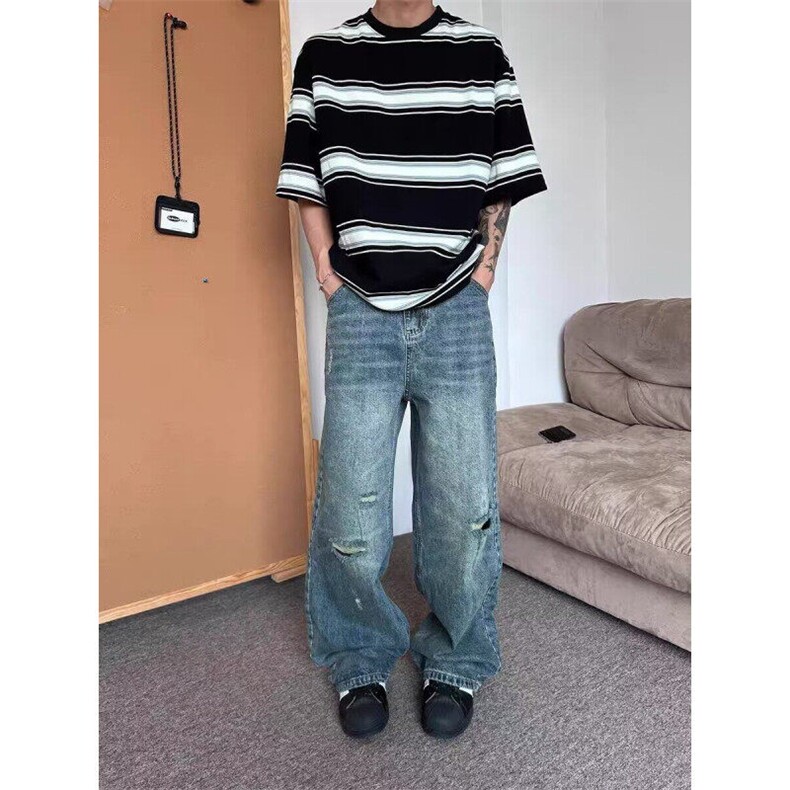【有货】DYK8025-批50原版质量夏季新款潮牌痞帅炸街阔腿休闲裤子,男装牛仔裤,星座603-2