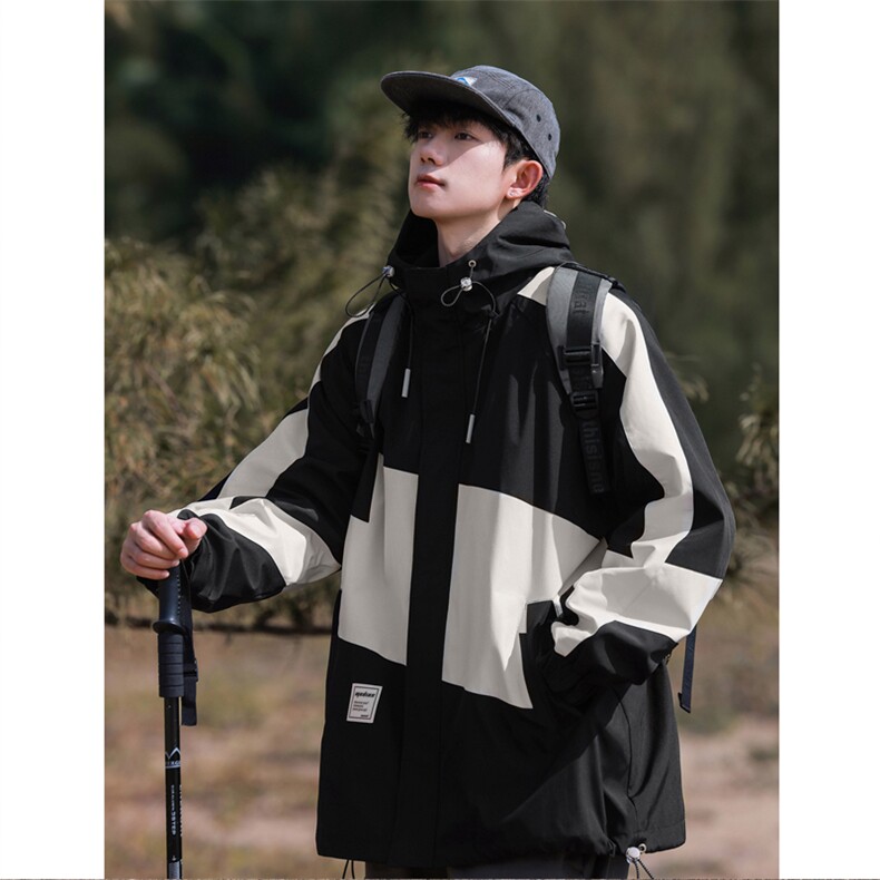 新款现货中性风夹克男三防连帽冲锋衣外套DSA157B-J173-P65图片