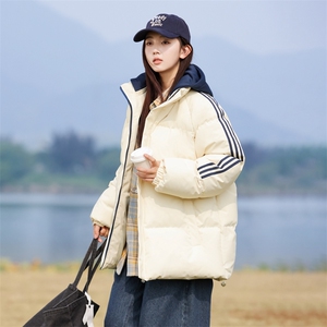 现货二开抖音得物 三防织带加厚撞色连帽棉衣冬季棉服LL82567图片