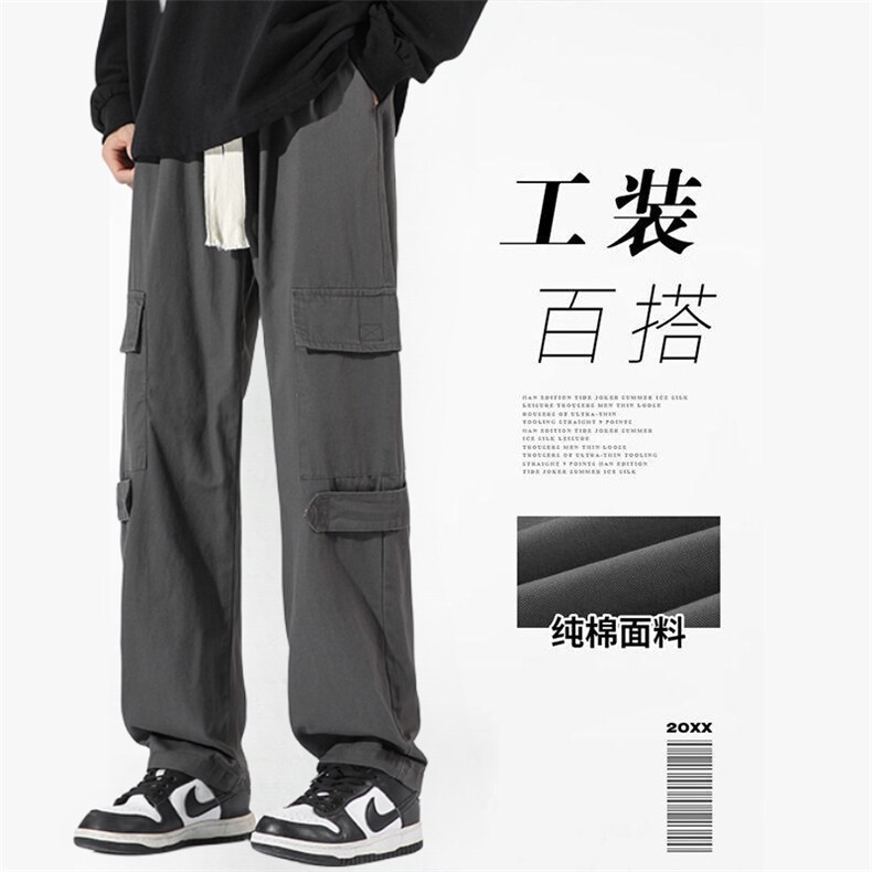 工装裤男秋季美式复古潮牌宽松直筒休闲长裤高街裤子K0711-P36图片