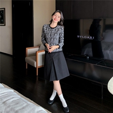 2025秋冬百搭时尚简约拼色圆领长袖针织羊绒衫，女装羊绒衫，玛卡隆羊绒