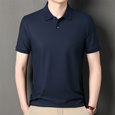 2024主推高品质纯棉男丝光棉短袖T恤中年时尚休闲POLO衫半袖，男装Polo衫，钱塘723