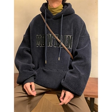 WY2804-P75毛巾绣羊羔毛连帽卫衣男士大码加厚保暖外套棉衣控98，男装棉衣，电商B280-1（原A049）