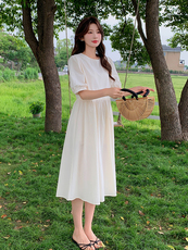 夏季新款棉布连衣裙仙女气质宽松显瘦长裙，女装连衣裙，鑫慧