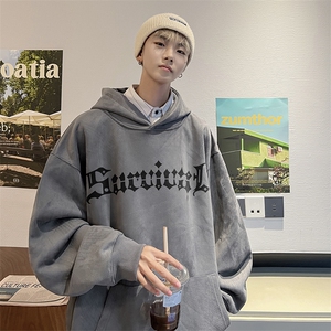 W6115 P55 控78 400克高品麂皮绒宽松带帽潮男卫衣港风男女图片