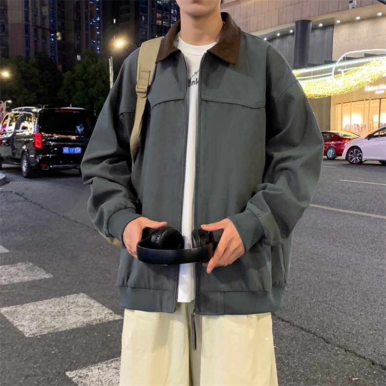 秋季新款港风夜景衬衫领纯棉宽松夹克男现货DSA157B-J182-特P78，男装夹克，电商A157B