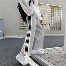 春夏裤子男港风排扣直筒运动裤韩版潮流宽松百搭休闲长裤k79-p35,男装休闲裤,星座1008-1
