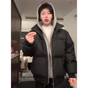 现货 假两件PU皮连帽棉衣ZM0167-P88图片