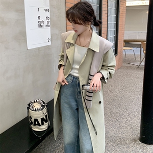 现货长款风衣外套送条纹披肩2B081-779-p175-k258图片