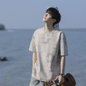 7A抗菌夏季大码潮流时尚动漫印花男士短袖图片