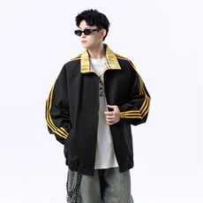 港风美式字母刺绣日系条纹立领夹克外塔男XZ213-JK5529-P90控128，男装夹克，星座213