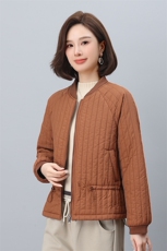 叶笙衣1181棒球领竖条纹抽绳棉衣，女装棉衣/棉服，叶笙衣