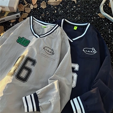 简约长袖V领球服美式卫衣新款百搭潮流ins气质日系慵ST701-P41，男装T恤，星座412-3